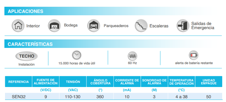 SENSOR DE HUMO LEXMANA SEN32-9V