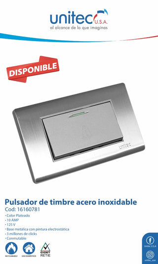 PULSADOR DE TIMBRE EN ACERO INOXIDABLE