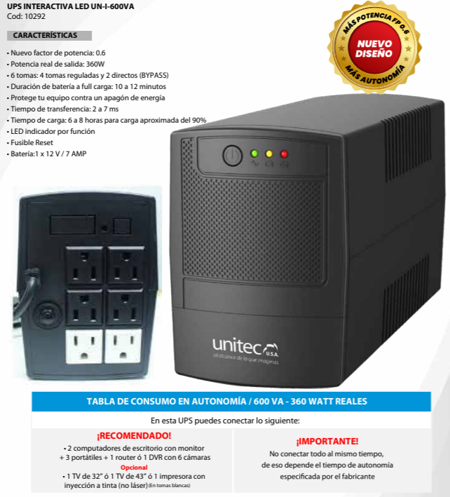 UPS UNITEC I 600 VA