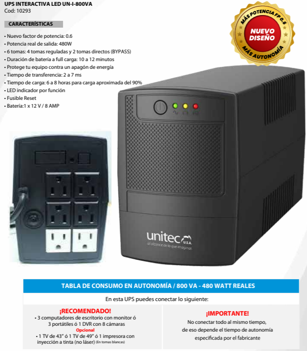 UPS UNITEC U 800 VA